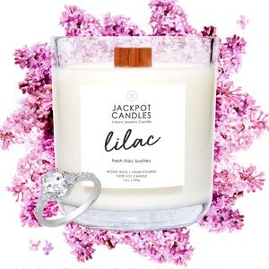 NEW Jackpot Candles 100% Soy Lilac Wooden Wick Jewelry Ring Candle Ring Size 10